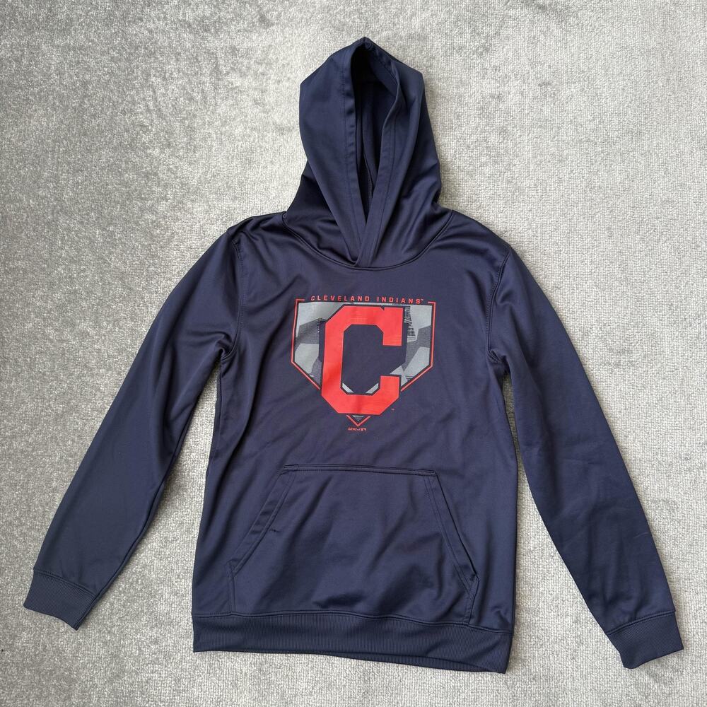 Cleveland Indians Hoodie Youth Large Navy Blue MLB Baseball Pullover Sweatshirt